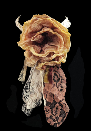 Large - Vintage-Inspired Handcrafted Fabric Flowers Brooch/Necklace