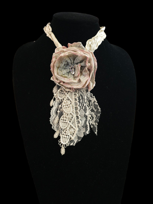 Medium - Vintage-Inspired Handcrafted Fabric Flower Brooch/Necklace