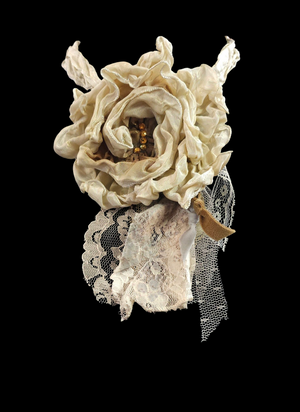 Large - Vintage-Inspired Handcrafted Fabric Flowers Brooch/Necklace