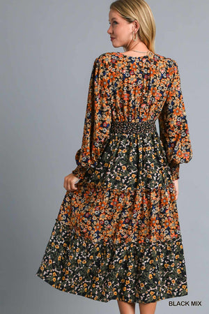 Beautiful Country Vibe Dress in Fall Florals Plus Also