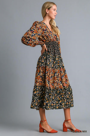 Beautiful Country Vibe Dress in Fall Florals Plus Also