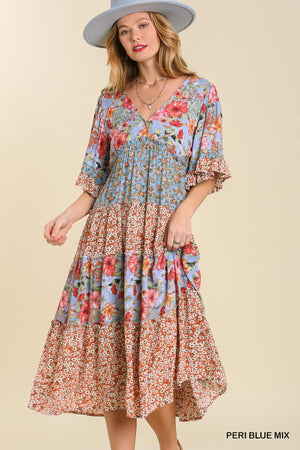 Beautiful Mixed Floral Print Dress