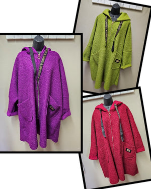 3 Color Ways - Cuddly Bright Oversized Hooded Jacket