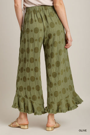 2 Color Ways - Flirty Dotted Pants with Ruffle Trim and Pockets
