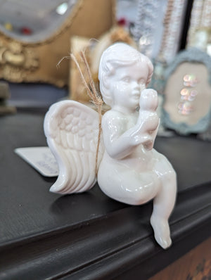 Shelf Sitting Angel w/ Flower