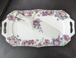 Purple Floral Plate with Server Set