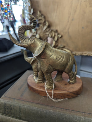 Antique Brass Baby & Mama Elephants