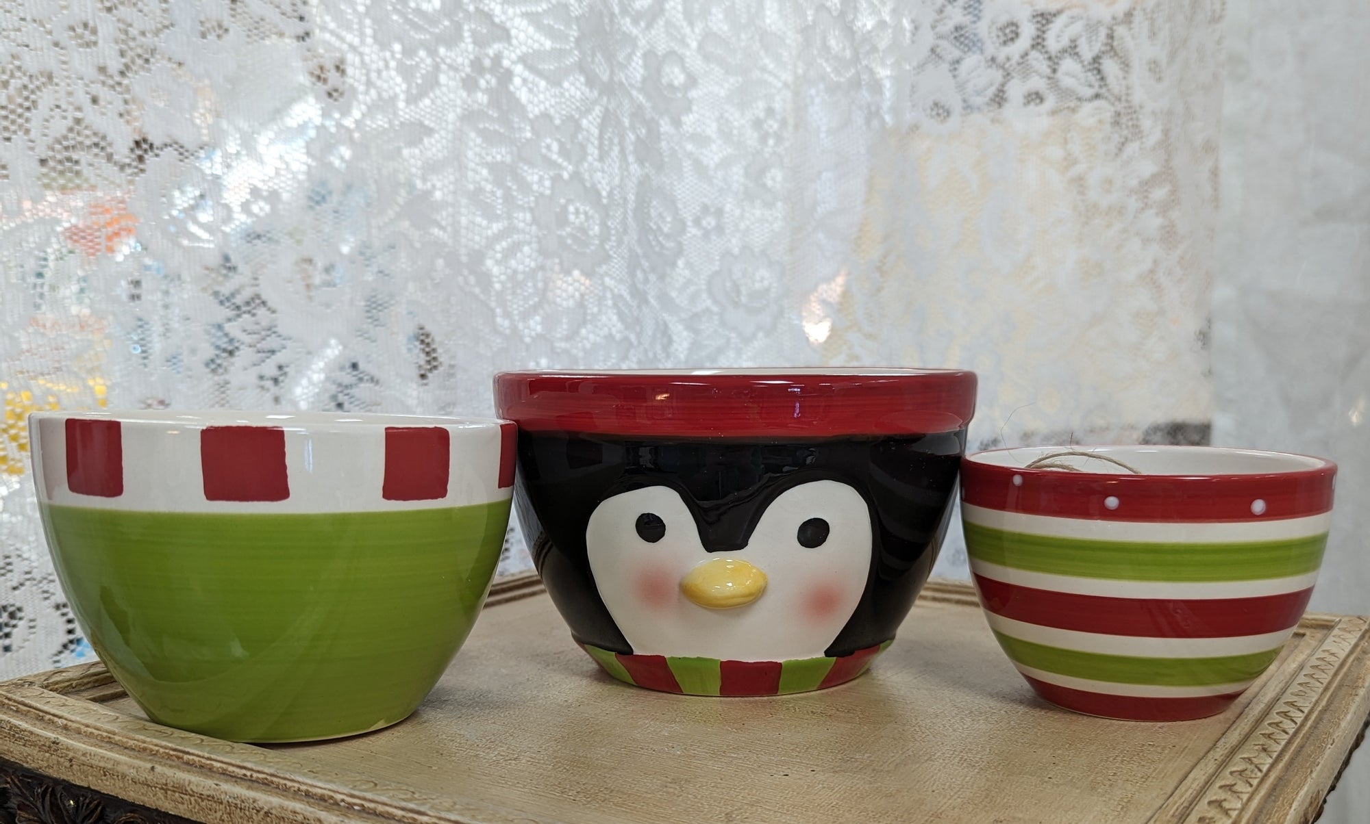 Set of 3 Hand Painted Penguin Bowls