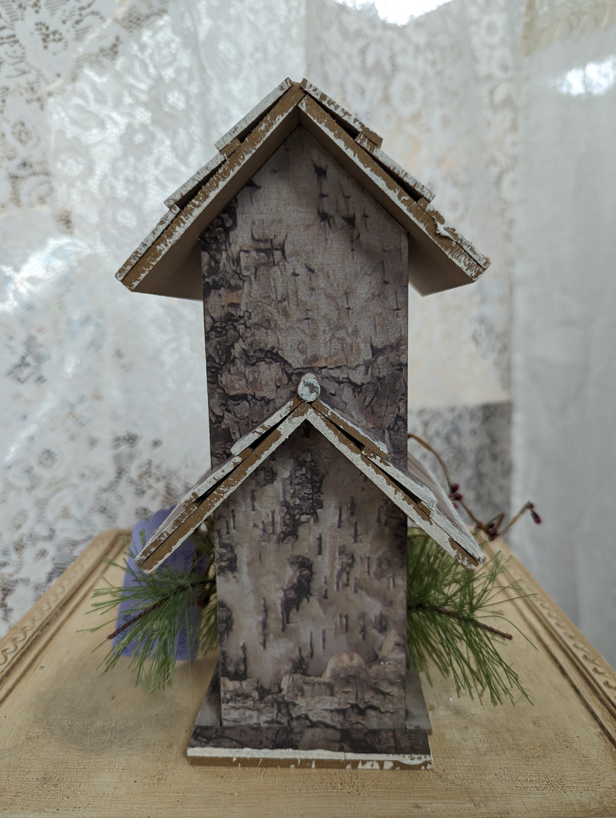 Decorative Birdhouse with 2 Red Cardinals