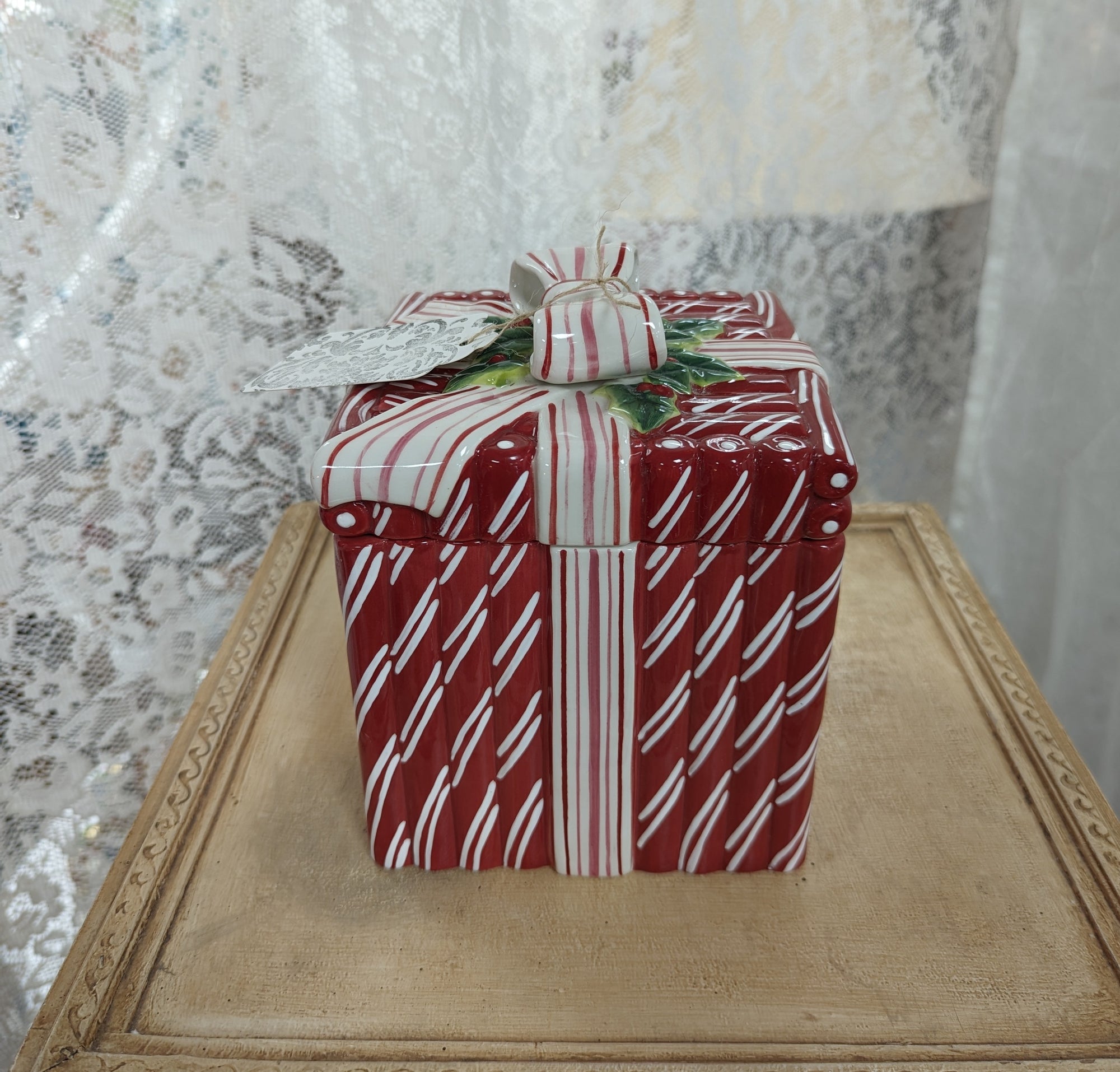 Ceramic Candy Cane Canister