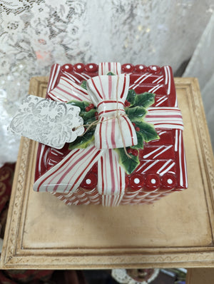 Ceramic Candy Cane Canister