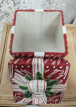 Ceramic Candy Cane Canister
