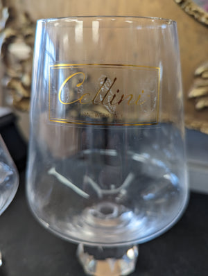 Pair of Cellini Cut Crystal Wine Glasses