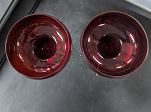 Pair of Ruby Red Cocktail Glasses