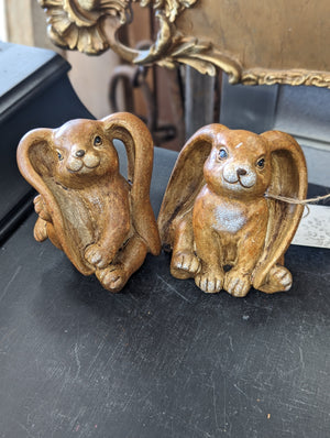 Pair of Hand-painted Ceramic Bunnies