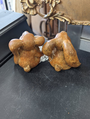 Pair of Hand-painted Ceramic Bunnies
