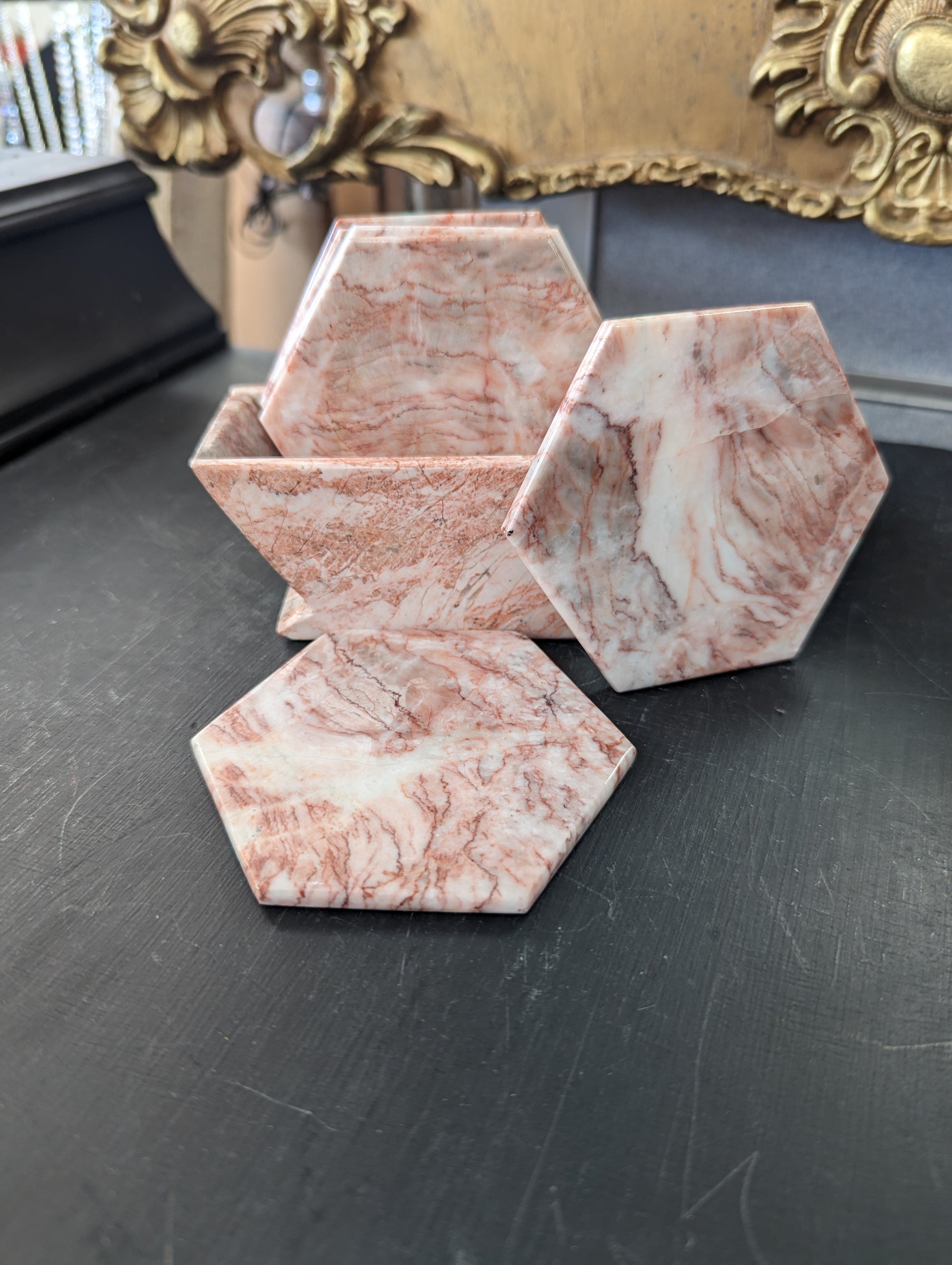 Pink Marble Coaster Set of Six