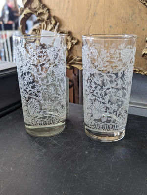 Pair of Libbey Highball Glasses "Lace" Pattern