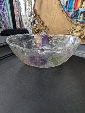 Vintage Rare Find Colored Frosted Fruit Bowl w/twisted & Knobbed Rim