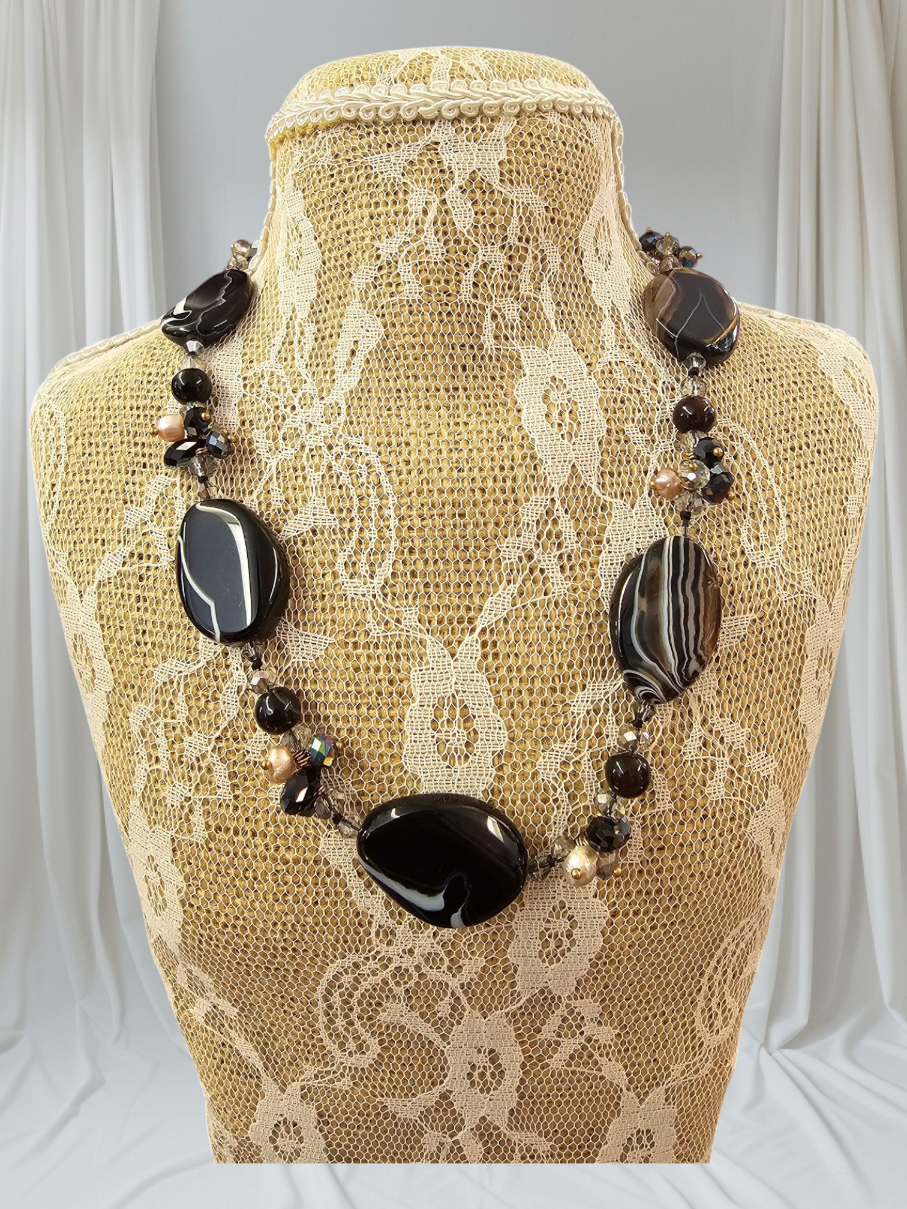 SALE was $24.99  Beautiful Black Stone Necklace