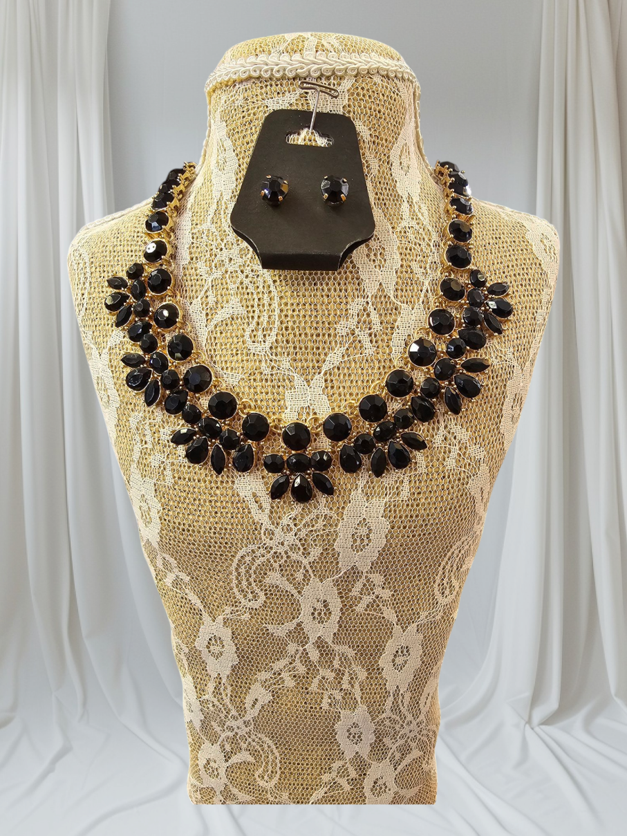 FINAL SALE was $26.99 Elegant Black Necklace with Matching Earrings