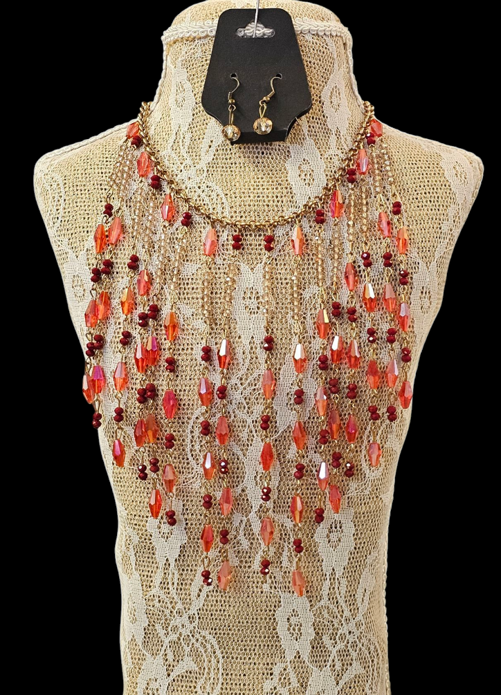 FINAL SALE was $24.99 - Stunning Necklace with Red Dangles