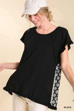 3 Color Ways  - Adorable Raw Edged Top with Fun Print on Back