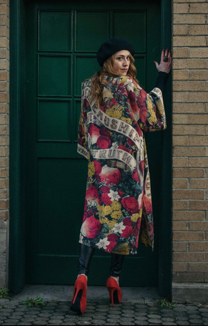 "Friendship Love and Truth"  Opera Length Long Belted Duster  Jacket