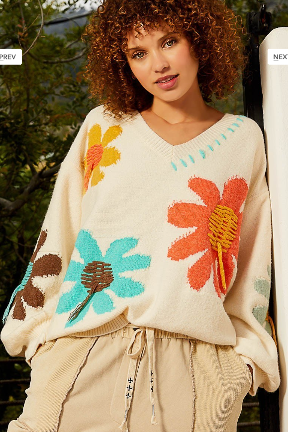 Warm & Bright Ivory Daisy Sweater