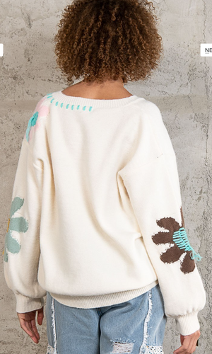 Warm & Bright Ivory Daisy Sweater