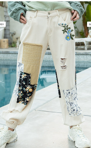 Arty Jogger Style, Embroidery with a Patchwork Style Pants