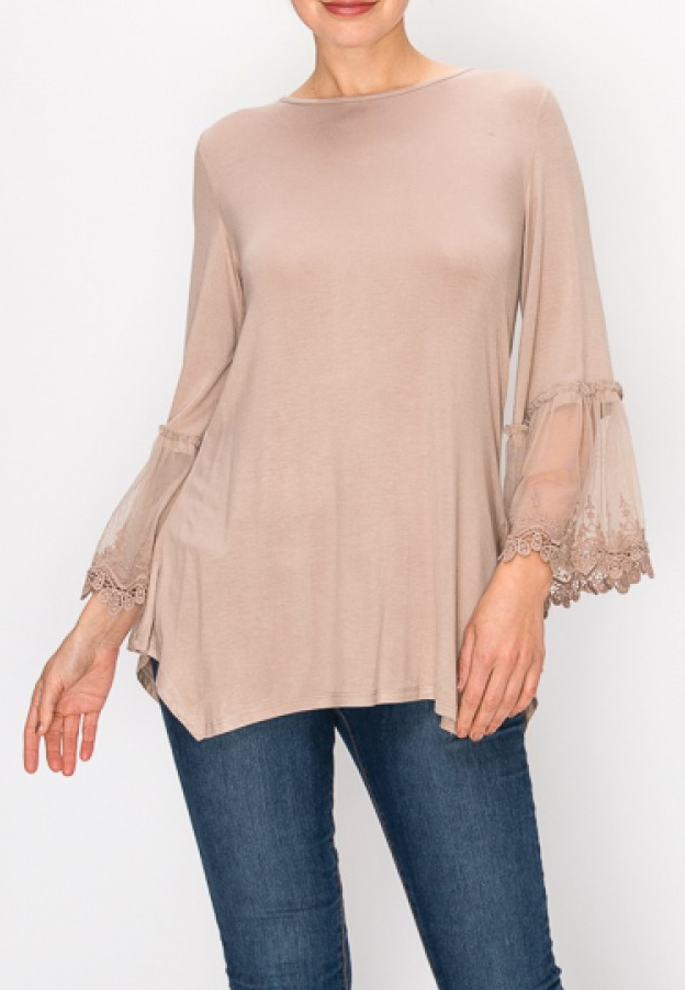 4 Color Ways  - Soft Tops with lace Bell Sleeves