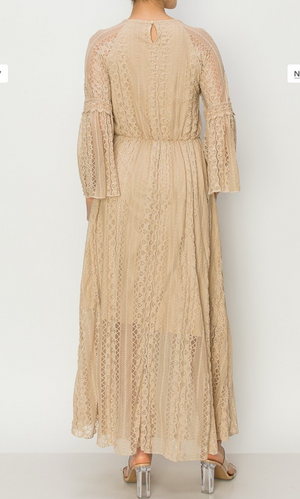 Vintage Style Beige Dress in Lace