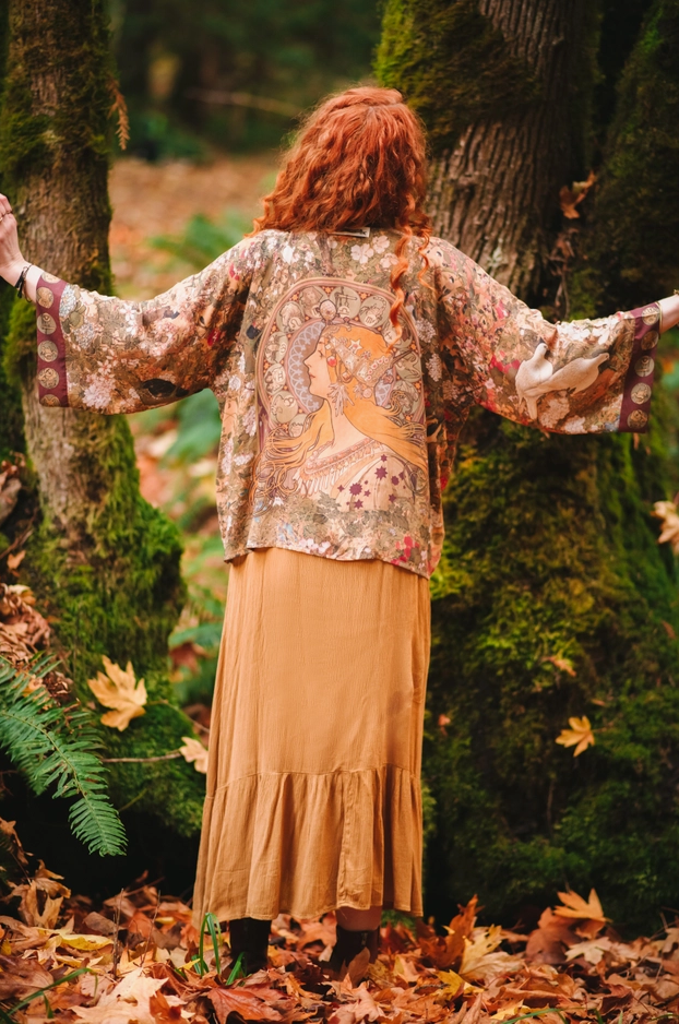 "Dreamweaver" Zodiac  Cropped Kimono Cardigan Jacket