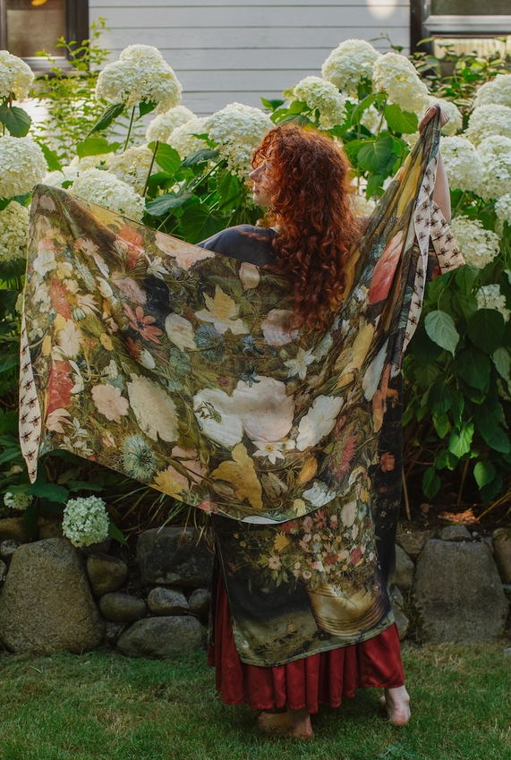 "I Dream in Flowers"  Floral Bohemian Scarf