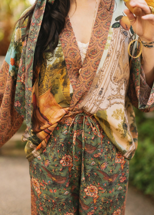 "Secret Garden" Cropped Kimono Jacket