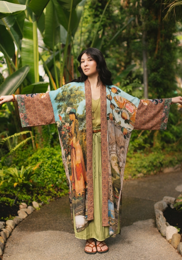 Secret Garden Lush Long Belted Kimono Jacket You nique Bou tique