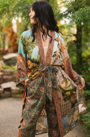 "Secret Garden" Lush Long Belted Kimono Jacket