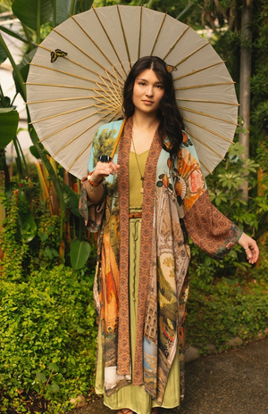 "Secret Garden" Lush Long Belted Kimono Jacket