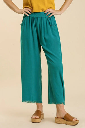 SALE WAS $46.99  10 Color Ways - Cute Cotton/Linen Blend Pant with Raw Hem