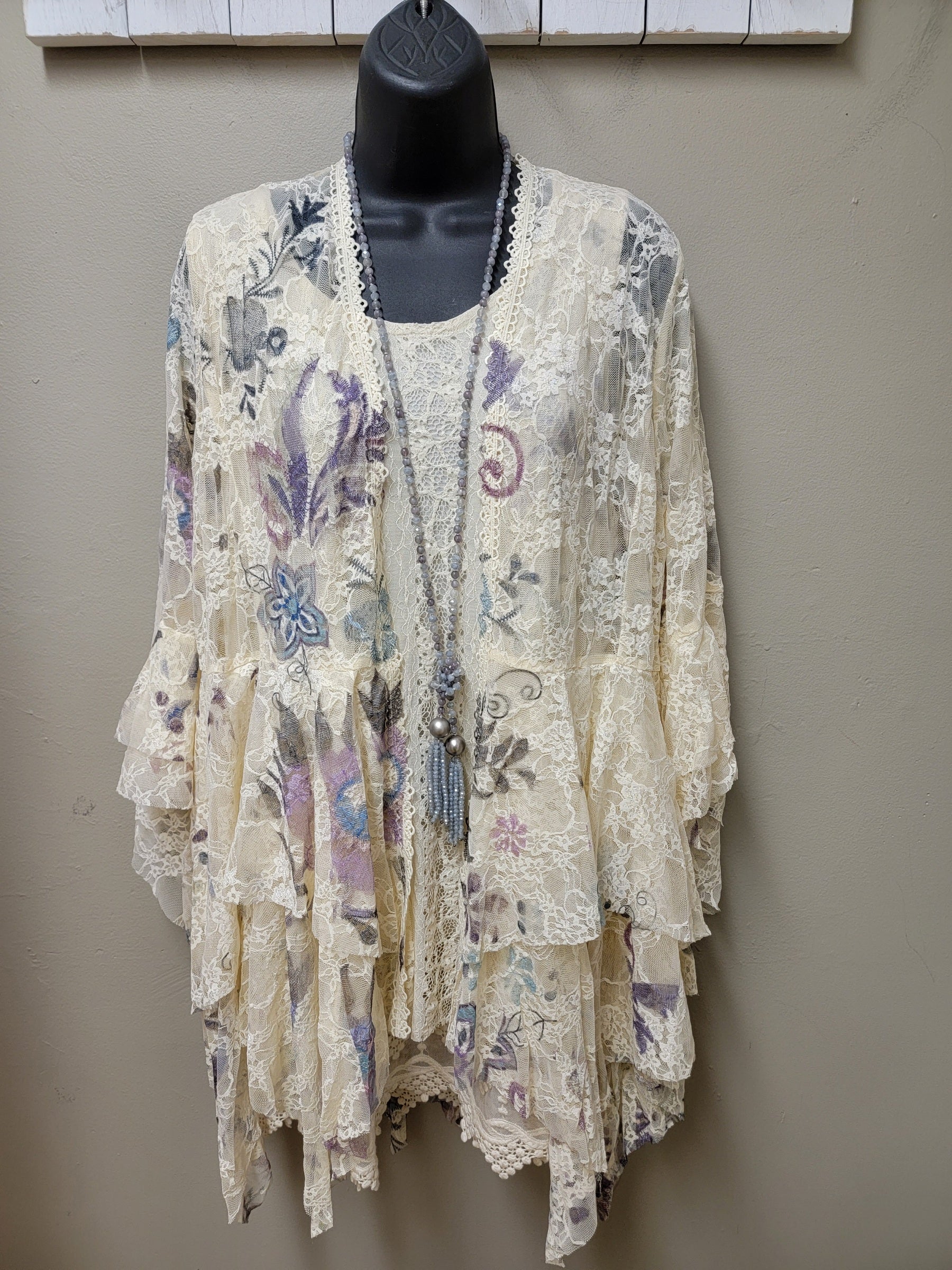 Elegant Lacey Jacket with Floral Design
