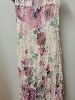 Elegant Lace Vest in Taupe with Luscious Large Roses