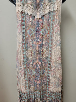 Elegant Lace Vest in Taupe with Colors in a Rustic Vibe