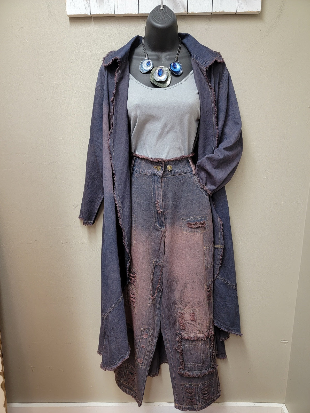 Queen of Hearts Long Denim Duster Jacket