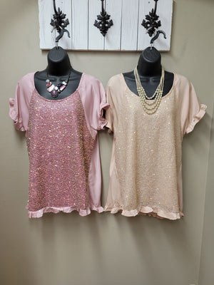 2 Color Ways - Stunning Glitter and Satin Tops