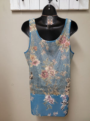 Glamorous Holiday Sequins Floral Tank Top
