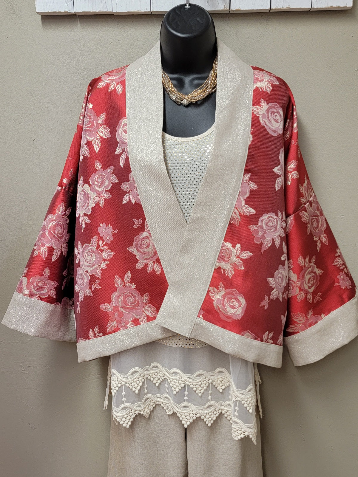 Elegant " Kimmy" Oversized Christmas Kimono OS YouBou2