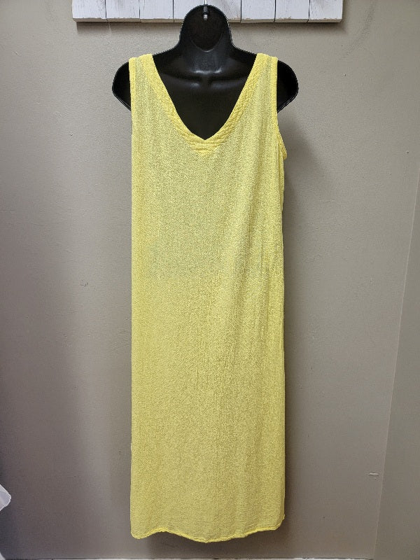 Sip "Sangria"  in this Long Yellow Cotton Sleeveless Dress
