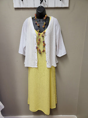 Sip "Sangria"  in this Long Yellow Cotton Sleeveless Dress
