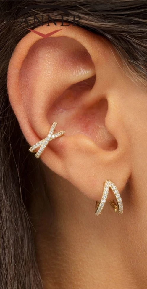 Criss Cross Pave' CZ's in Gold or Silver Ear Cuff - You-nique Bou-tique